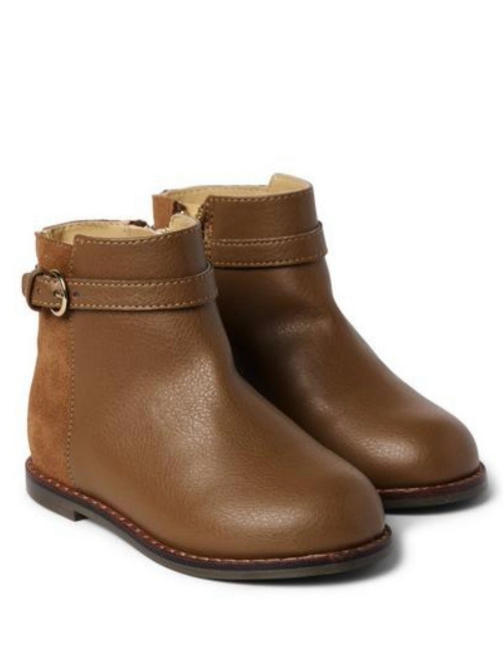 Janie and Jack Girls Brown Leather Kids Ankle Booties Side Zip Size 2K